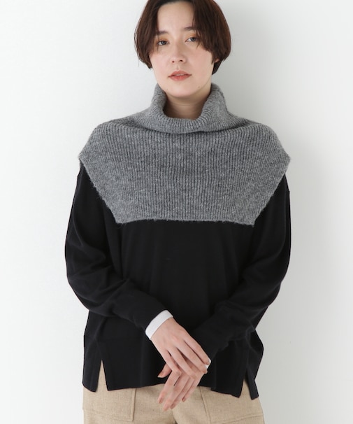 ◆スリットハイネックショートベスト