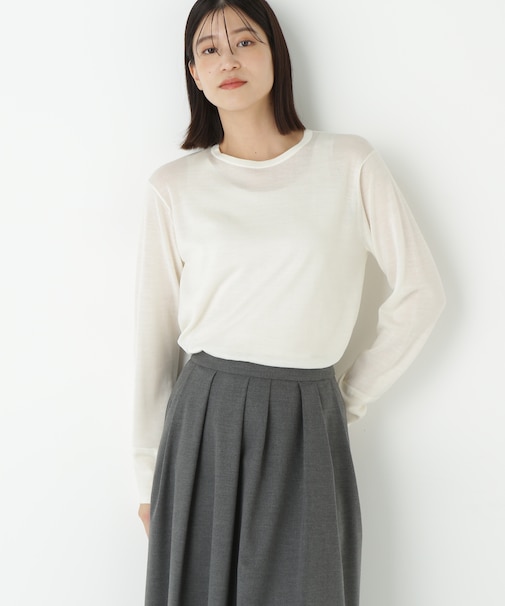 ◆クリアウールクルーネックニット