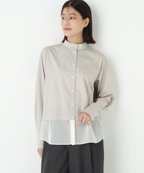 ◆シアーヘムドッキングハイネックブラウス