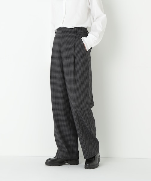 ◆先染めチェックタックセミワイドパンツ