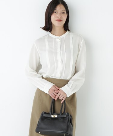 ◆コットンジョーゼットボイルバンドシャツブラウス