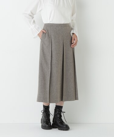 ヘリンボーンツィードタックスカート
