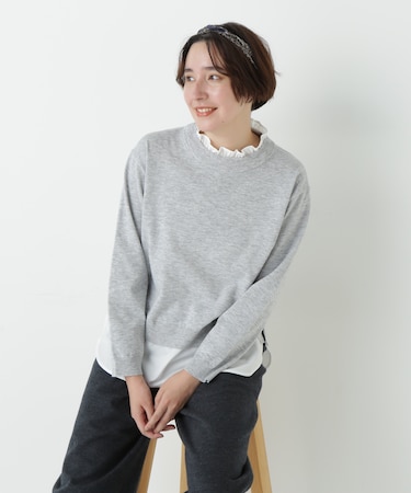 シャツ地ドッキングプルオーバー