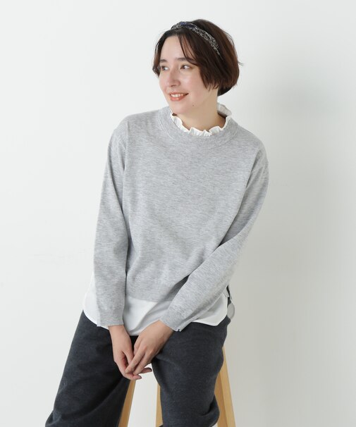 シャツ地ドッキングプルオーバー