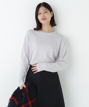 梳毛ライン入りニットプルオーバー