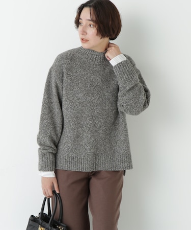 ウールローゲージMIXヤーンハイネックプルオーバー