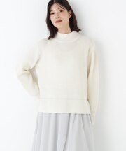 ◆ウールハイネック片畦プルオーバー