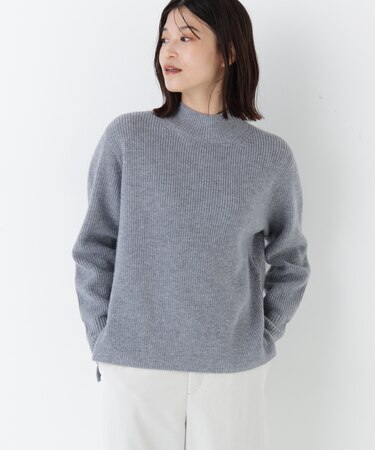 ◆ウールハイネック片畦プルオーバー