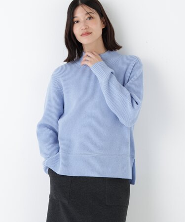 ◆ウールハイネック片畦プルオーバー