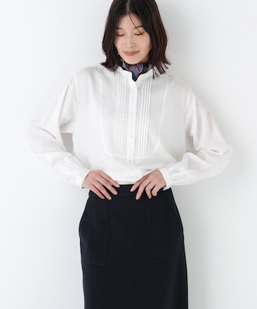 ◆ピンタックバンドカラーブラウス