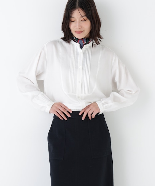 ◆ピンタックバンドカラーブラウス