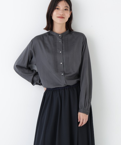 ◆ピンタックバンドカラーブラウス