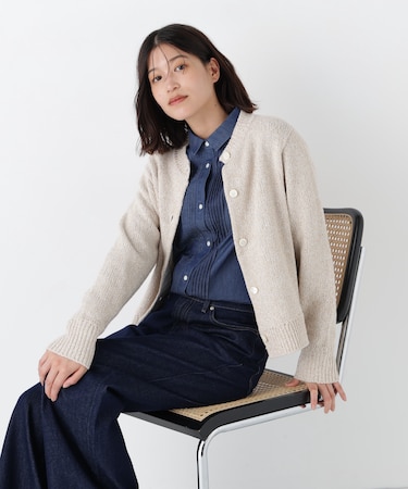 ◆ＭＩＸヤーンクルーネックカーディガン