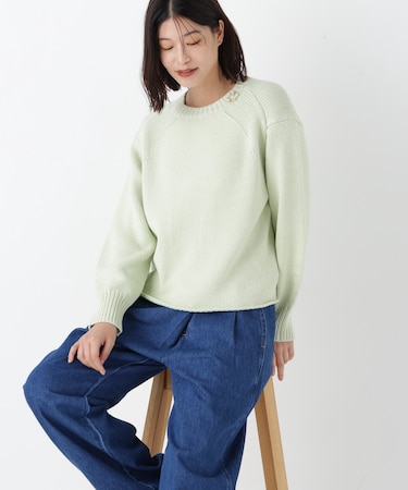 ◆コットンミックスローゲージニットプルオーバー