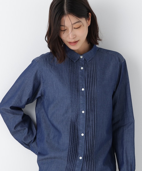 極美品✴︎Pheeta デニム ピンタック ブラウス ライトブルー ◇ライトオンスデニムピンタックブラウス｜ヒューマンウーマンの通販