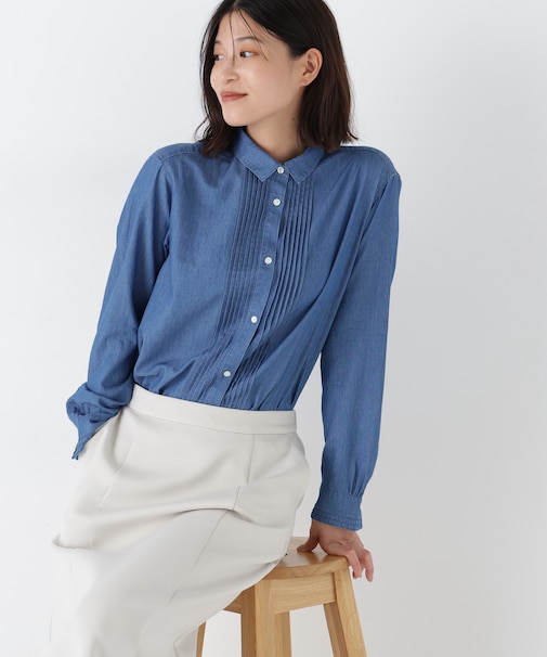 ◆ライトオンスデニムピンタックブラウス