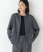 ◆リングツィードノーカラーブルゾン