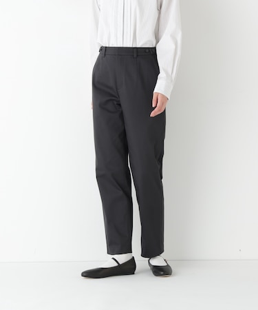 ◆サテンストレッチ細身ストレートパンツ