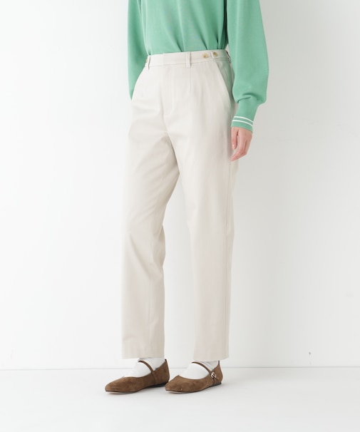 ◆サテンストレッチ細身ストレートパンツ