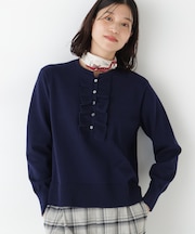 ◆オーガニックコットン混プレーティング前立フリルプルオーバー