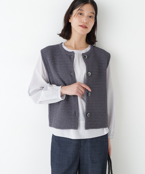 ◆ギマコットン地柄ベスト