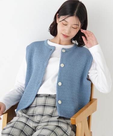 ◆ギマコットン地柄ベスト