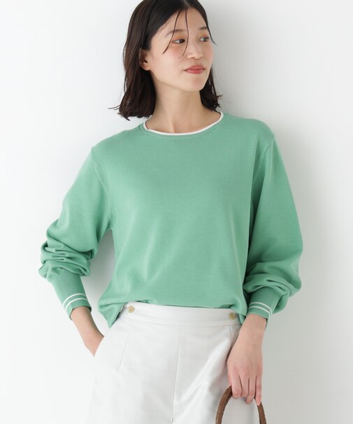 ◆オーガニックコットン混ライン入プルオーバー