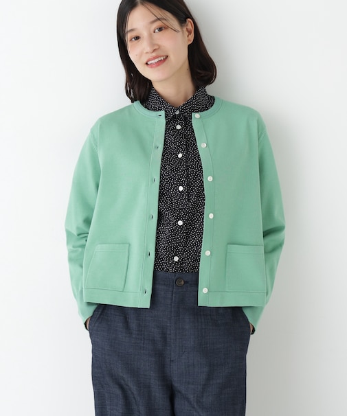 ◆オーガニックコットン混プレーティングライン入カーディガン