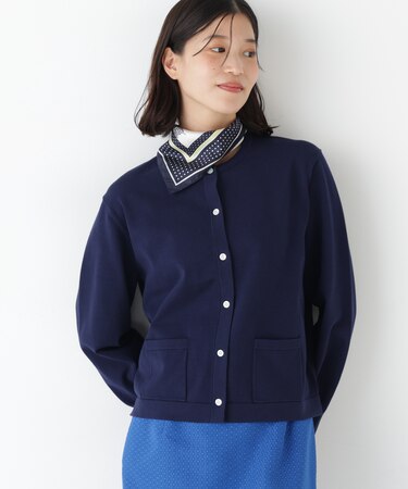 ◆オーガニックコットン混プレーティングライン入カーディガン