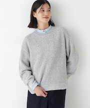 ◆ネップ入ペーパーヤーン片畦クルーネックプルオーバー