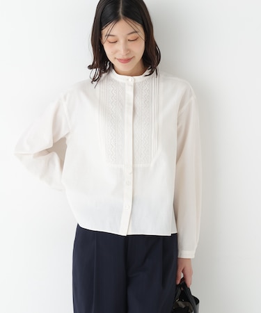 ◆レースドッキングハンドカラーブラウス