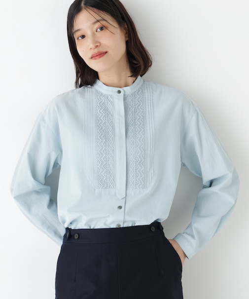 ◆レースドッキングハンドカラーブラウス