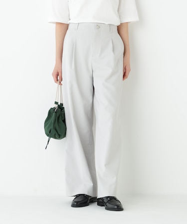 ◆麻調合繊タックセミワイドパンツ