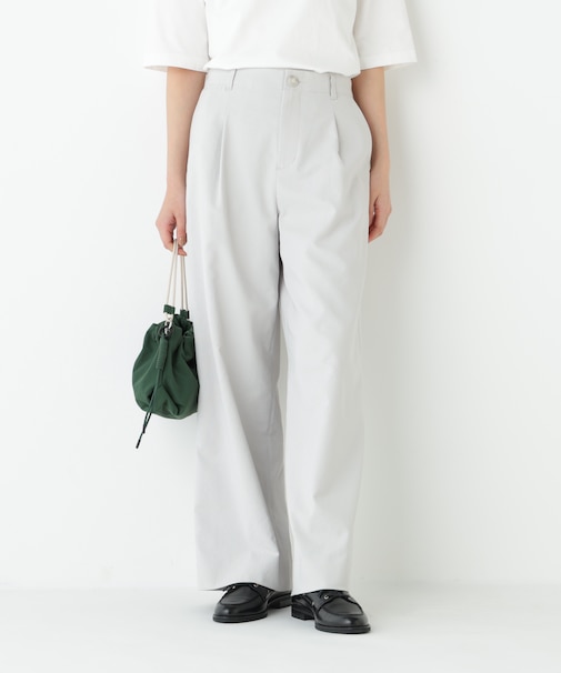 ◆麻調合繊タックセミワイドパンツ