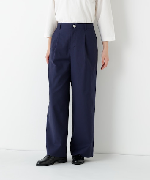 ◆麻調合繊タックセミワイドパンツ