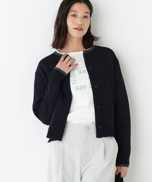 ◆ミドルゲージギマクルーネックカーディガン