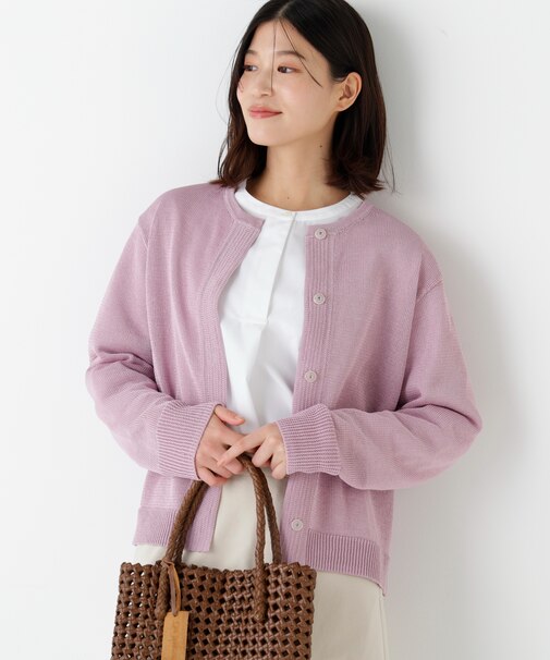 ◆ミドルゲージギマクルーネックカーディガン