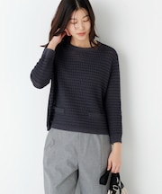 ◆ミドルゲージギマ地柄クルーネックＰ／Ｏ