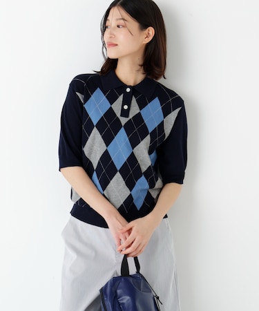 ◆アーガイル柄ポロニット