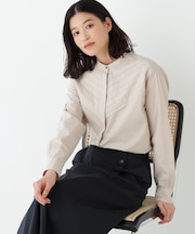 ◆レースドッキングバンドカラーブラウス