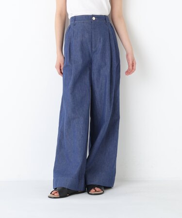 ◆綿麻ライトオンスデニムワイドパンツ