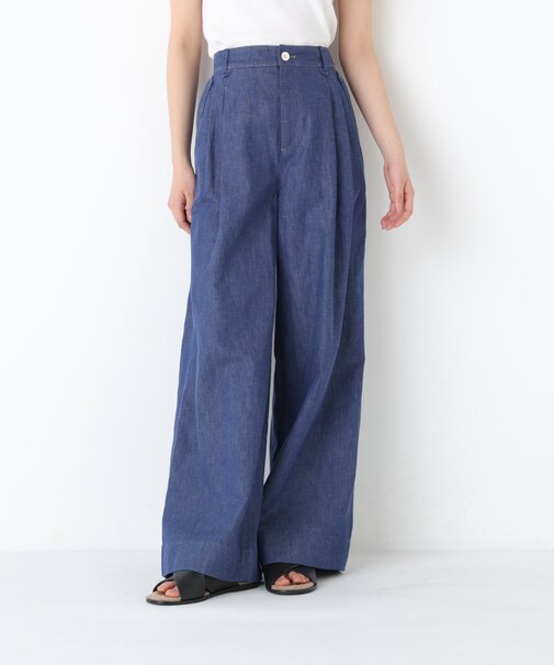 ◆綿麻ライトオンスデニムワイドパンツ