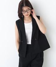 ◆ドライタッチリネン混ショートジレ