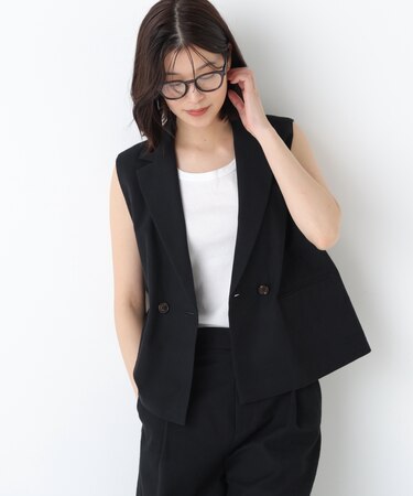 ◆ドライタッチリネン混ショートジレ