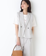 ◆ドライタッチリネン混ショートジレ