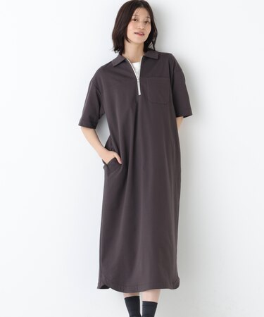 ◆ハーフジップカットソーワンピース