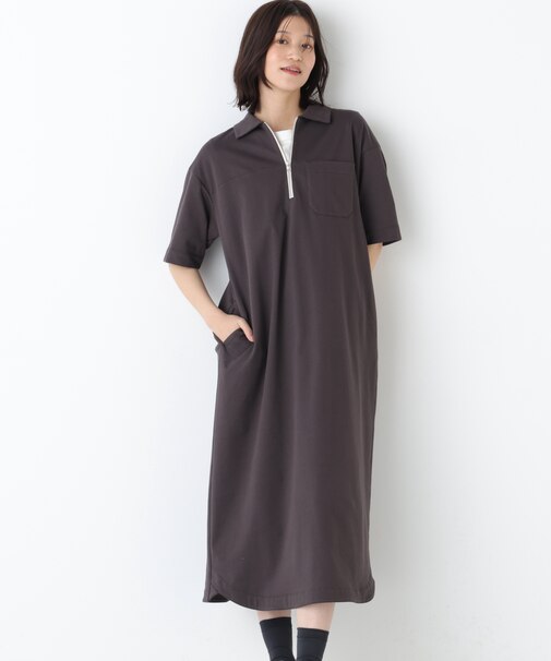 ◆ハーフジップカットソーワンピース