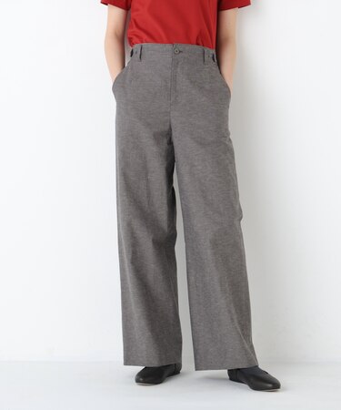 ◆綿麻シャンブレーセミワイドパンツ