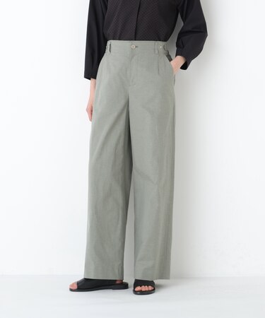 ◆綿麻シャンブレーセミワイドパンツ