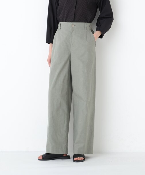 ◆綿麻シャンブレーセミワイドパンツ